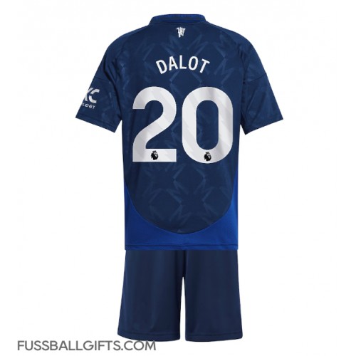 Manchester United Diogo Dalot #20 Fußballbekleidung Auswärtstrikot Kinder 2024-25 Kurzarm (+ kurze hosen)